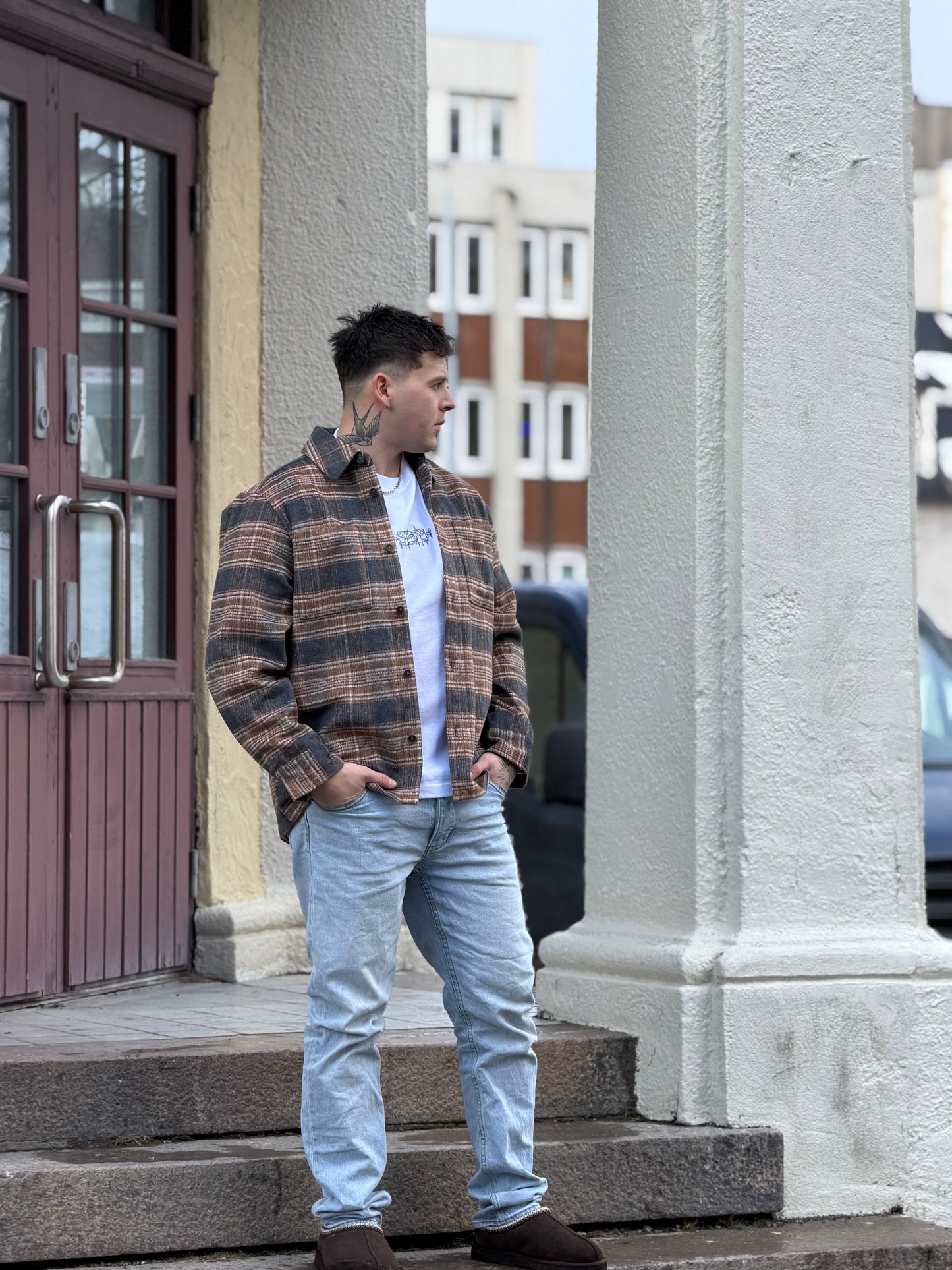 RELAXED FLANNEL OVERSHIRT BROWN MIX