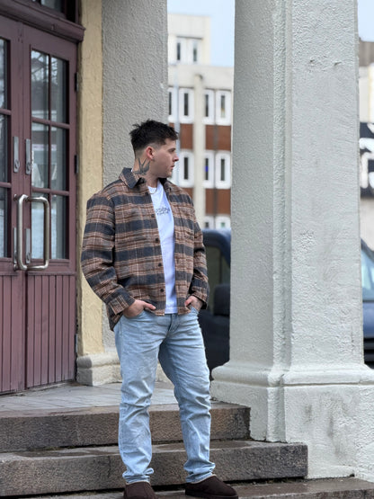 RELAXED FLANNEL OVERSHIRT BROWN MIX