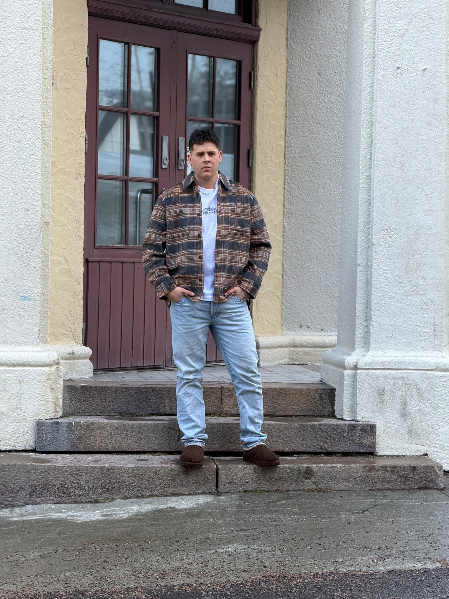 RELAXED FLANNEL OVERSHIRT BROWN MIX