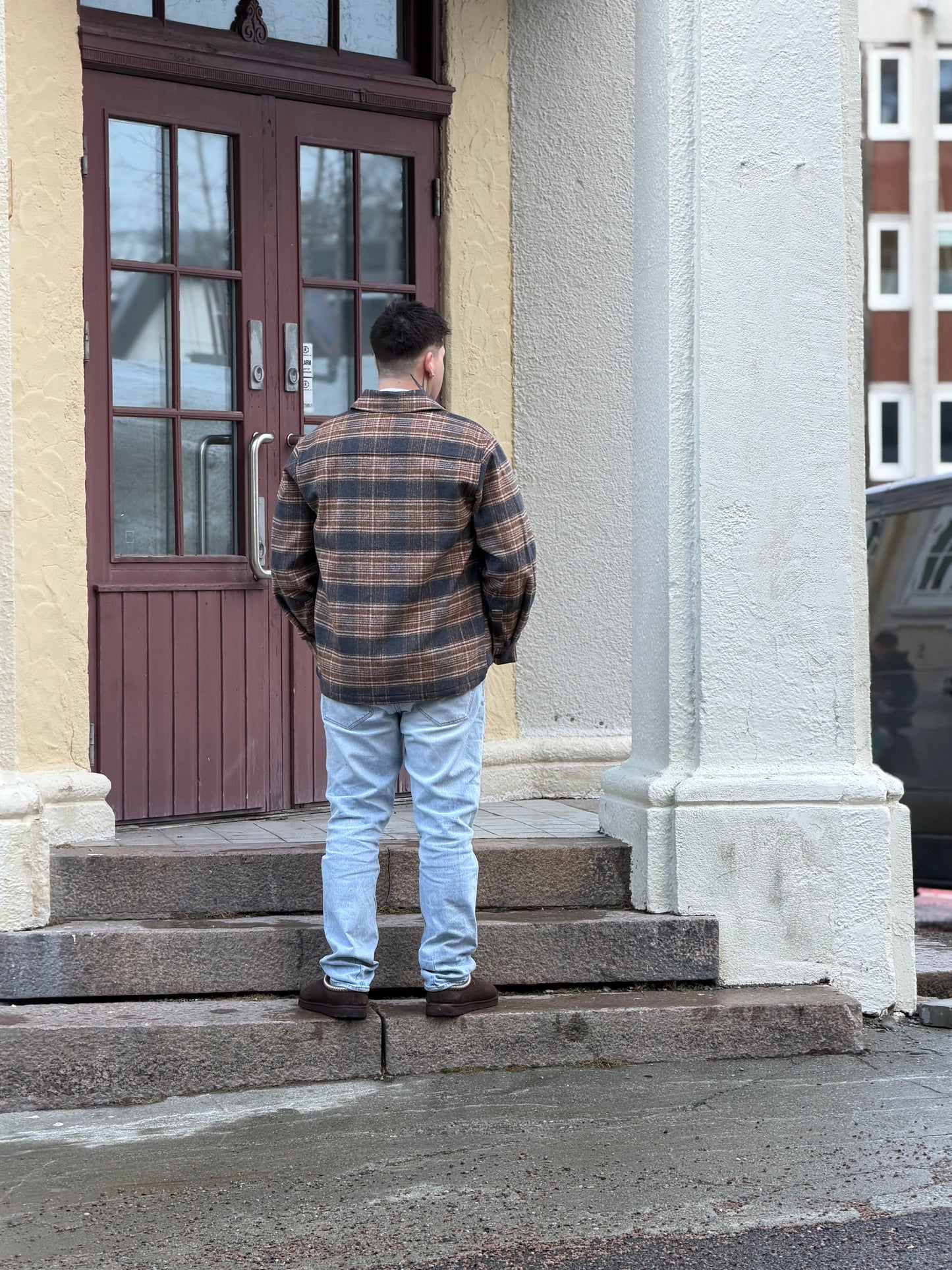 RELAXED FLANNEL OVERSHIRT BROWN MIX