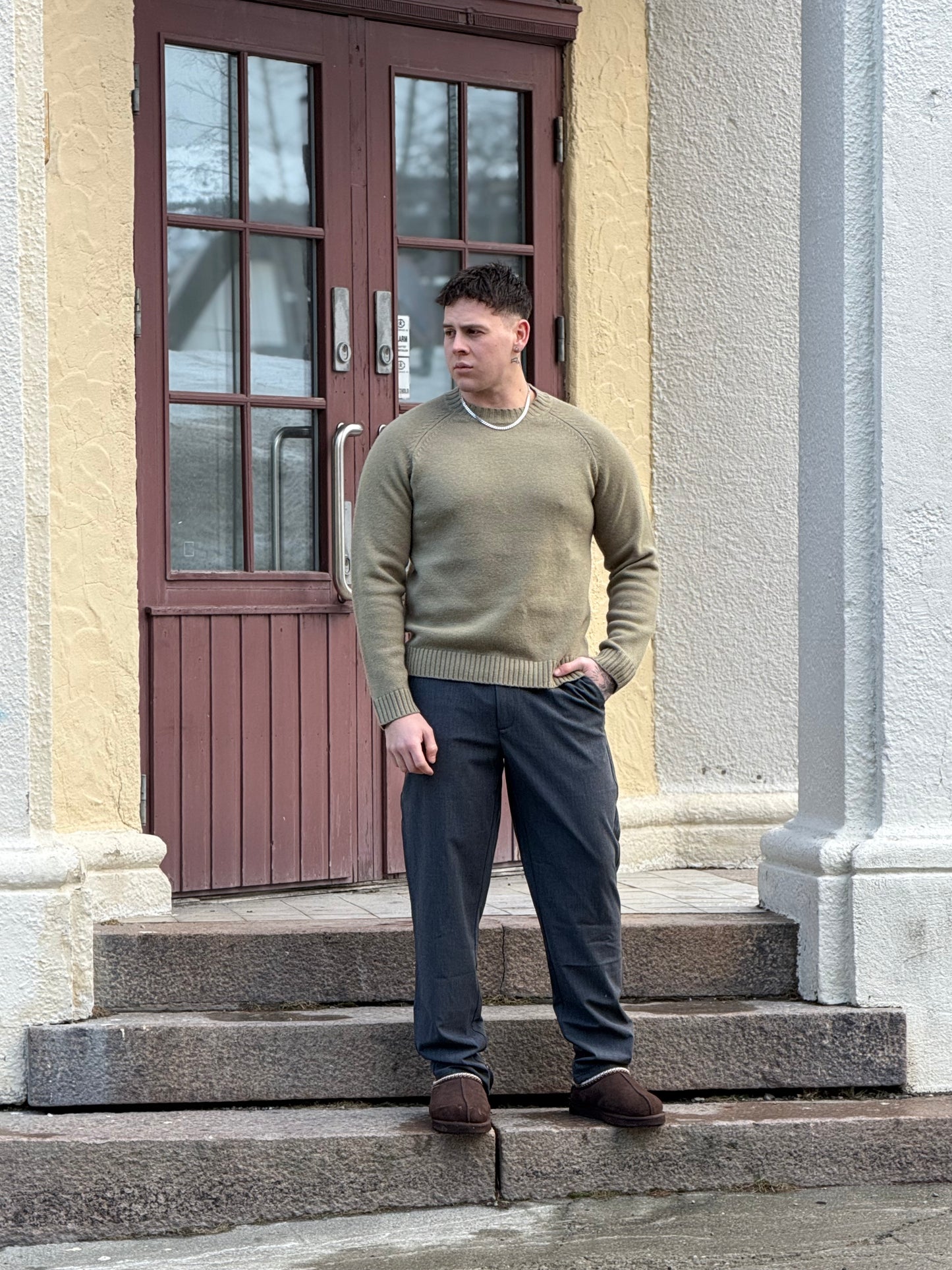 WOOL CREWNECK SWEATER GREEN