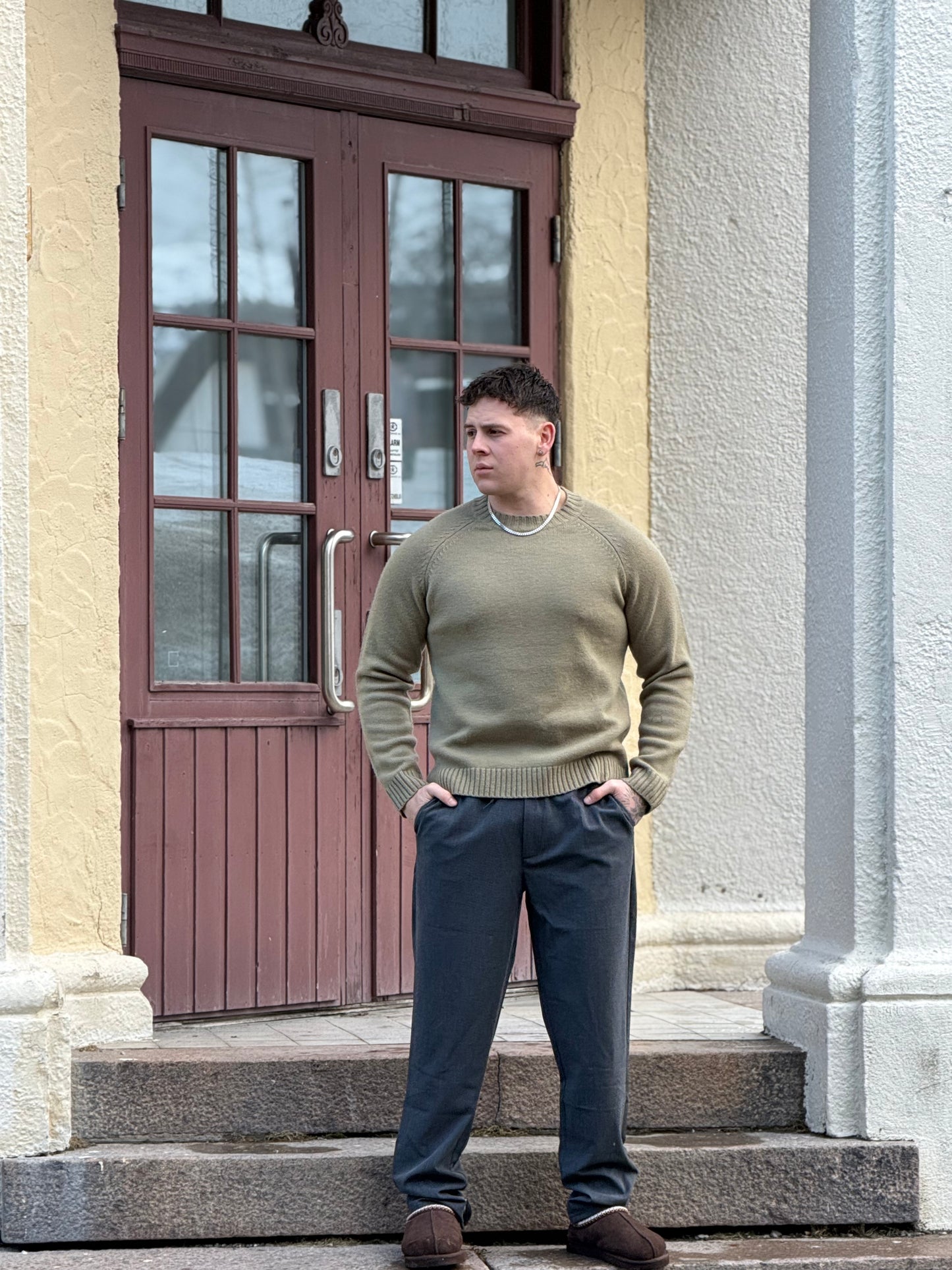 WOOL CREWNECK SWEATER GREEN