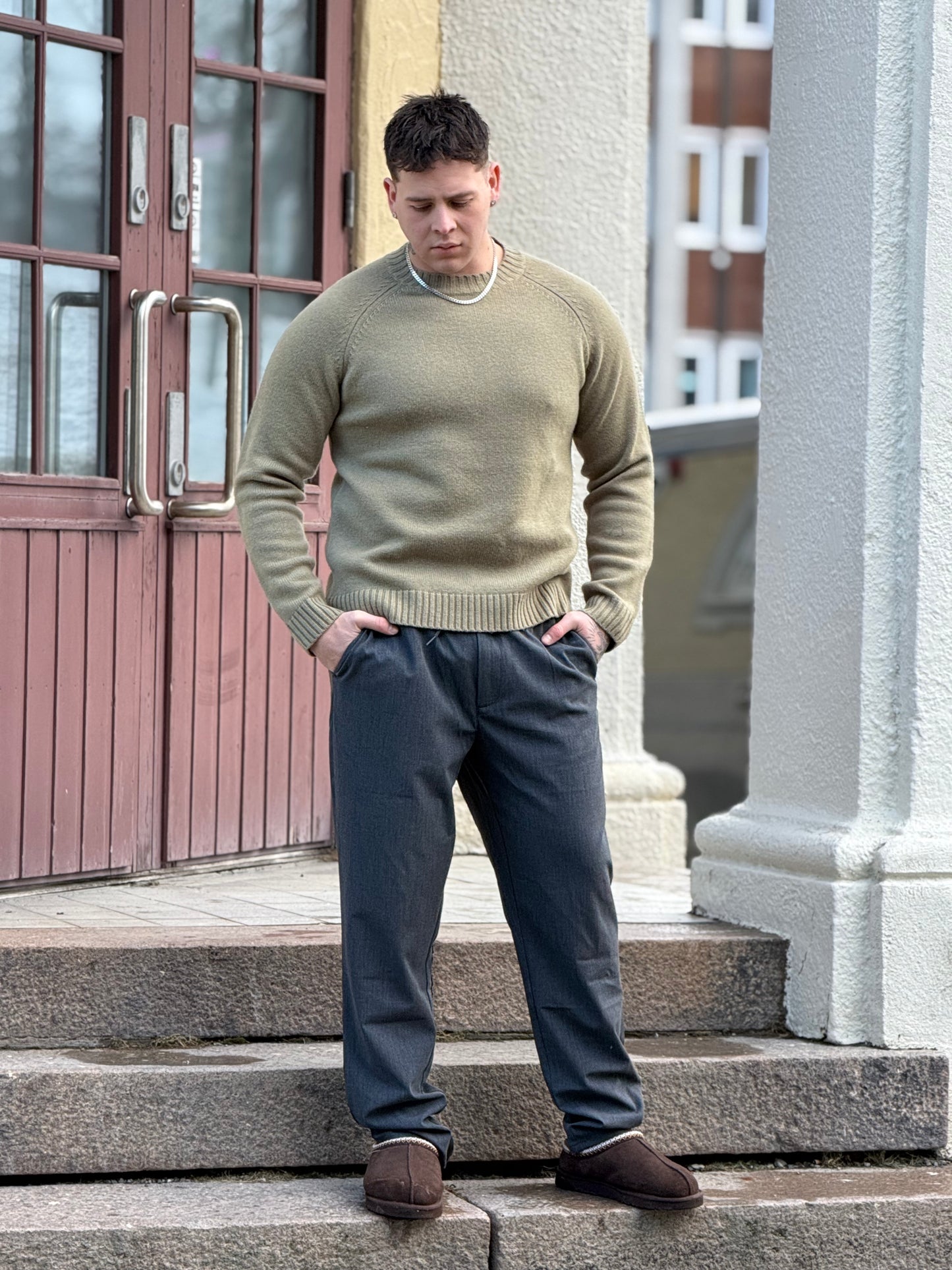 WOOL CREWNECK SWEATER GREEN