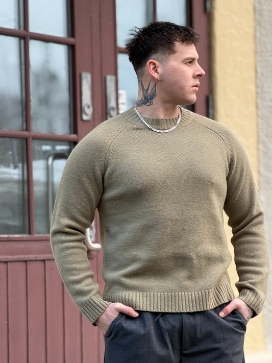 WOOL CREWNECK SWEATER GREEN