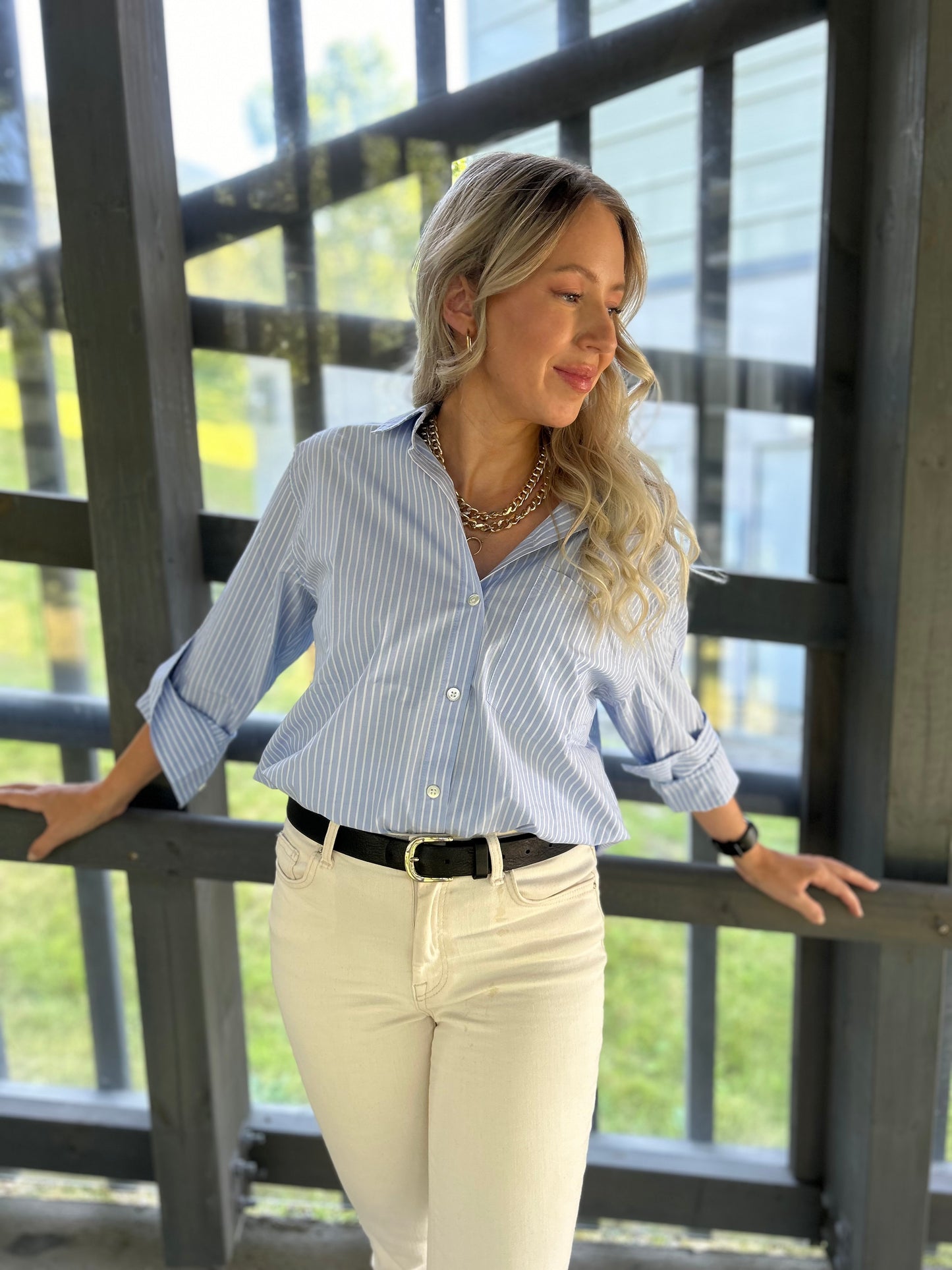 ELSA SHIRT OXFORD WHITE STRIPE