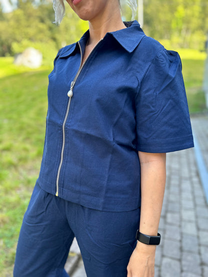 MILA SKJORTE LIN NAVY