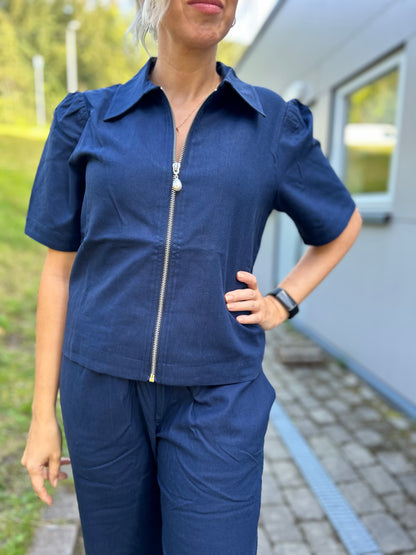 MILA SKJORTE LIN NAVY