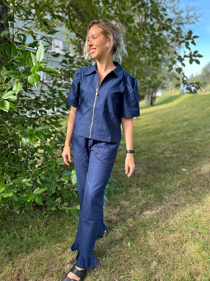 MILA SKJORTE LIN NAVY