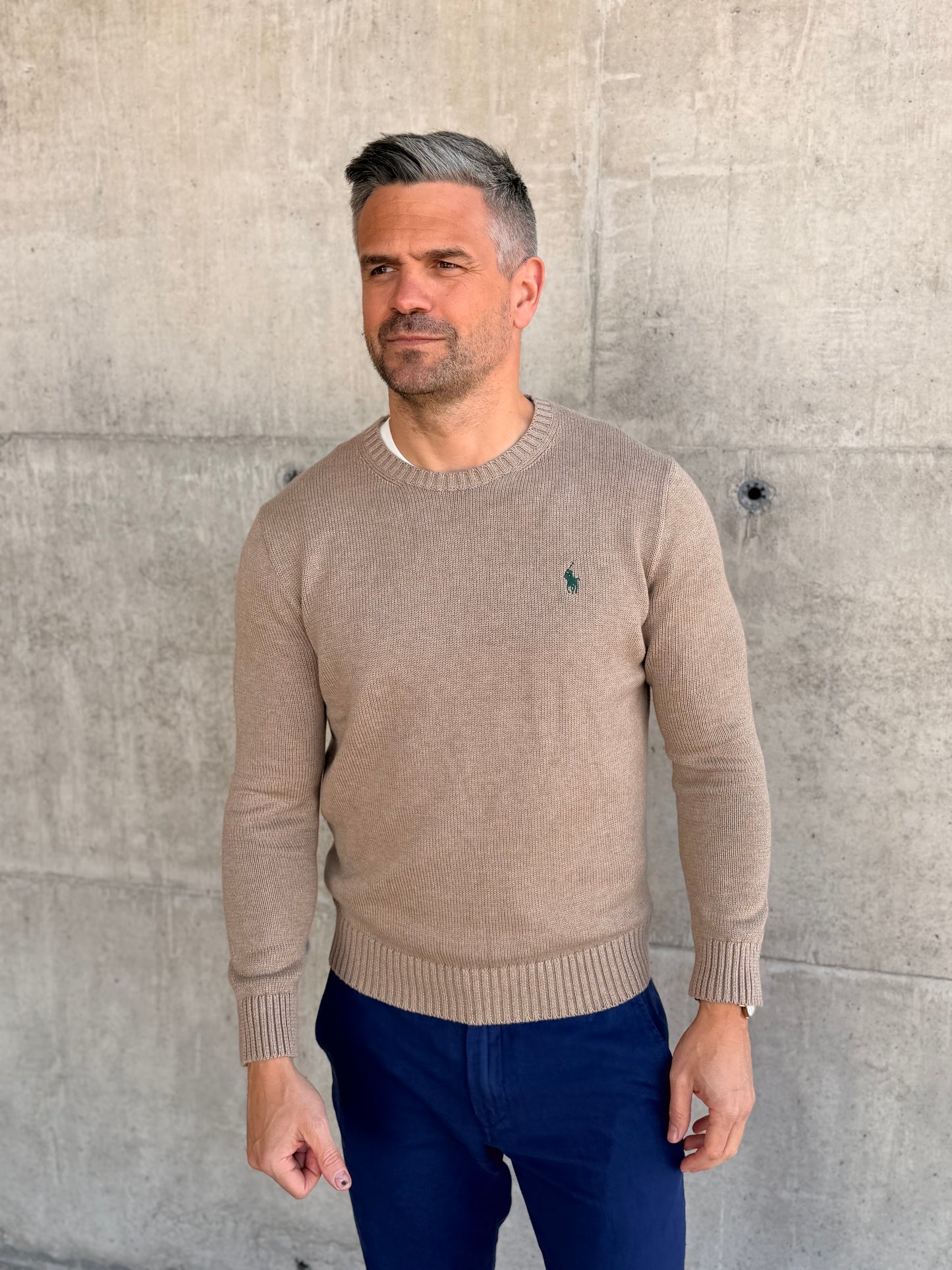RIBBED CREWNECK SWEATER BRONZED MELANGE