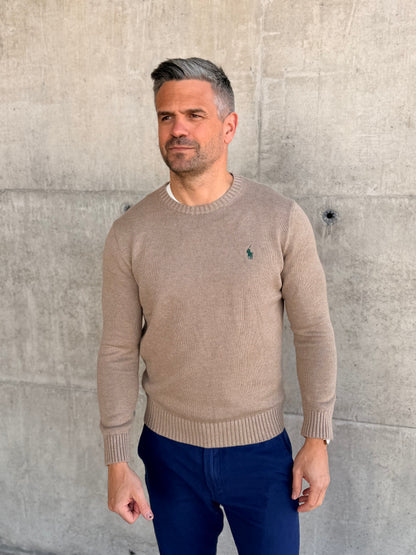 RIBBED CREWNECK SWEATER BRONZED MELANGE