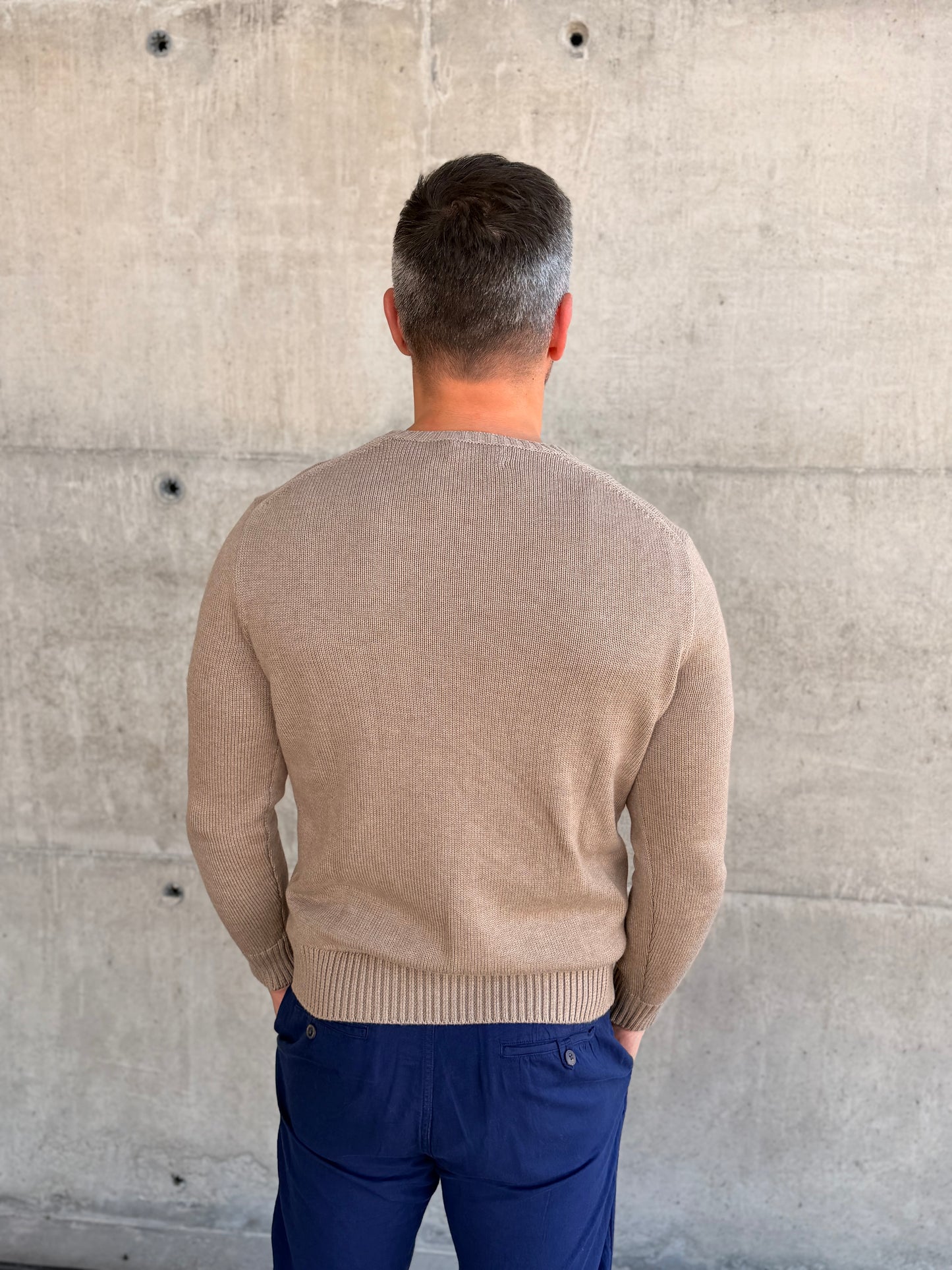 RIBBED CREWNECK SWEATER BRONZED MELANGE