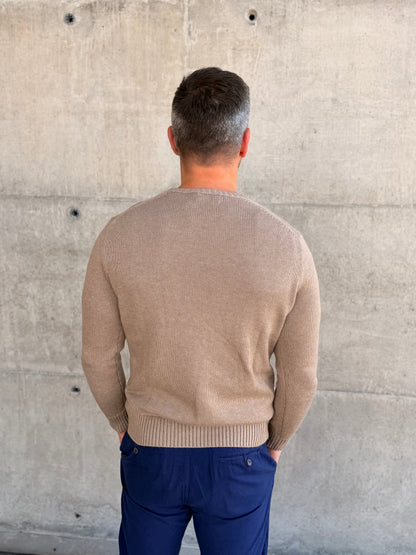 RIBBED CREWNECK SWEATER BRONZED MELANGE