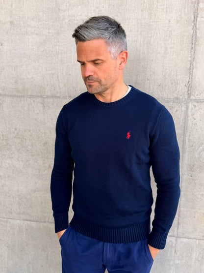 COTTON CREWNECK SWEATER HUNTER NAVY