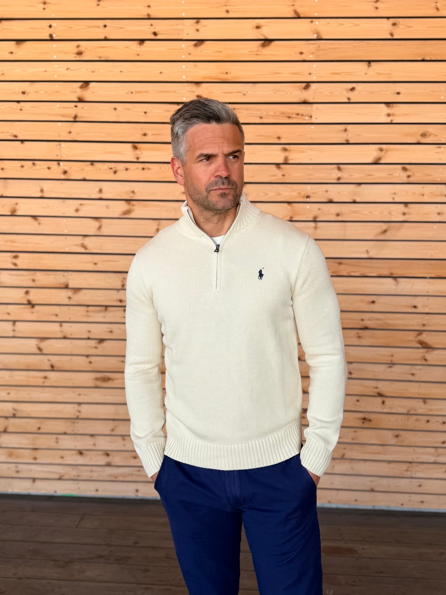 LONG SLEEVE HALF ZIP PULLOVER ANDOVER CREAM