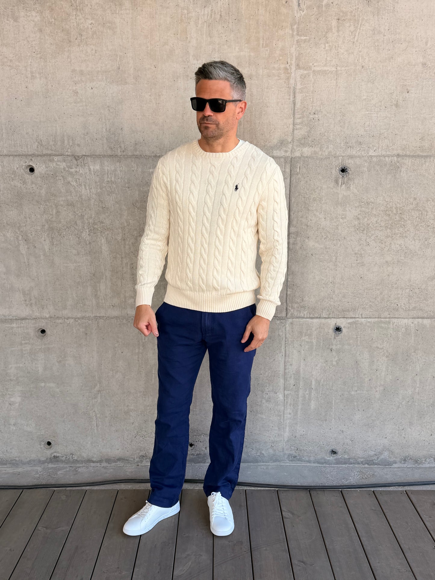 CABLE-KNIT COTTON JUMPER ANDOVER CREAM
