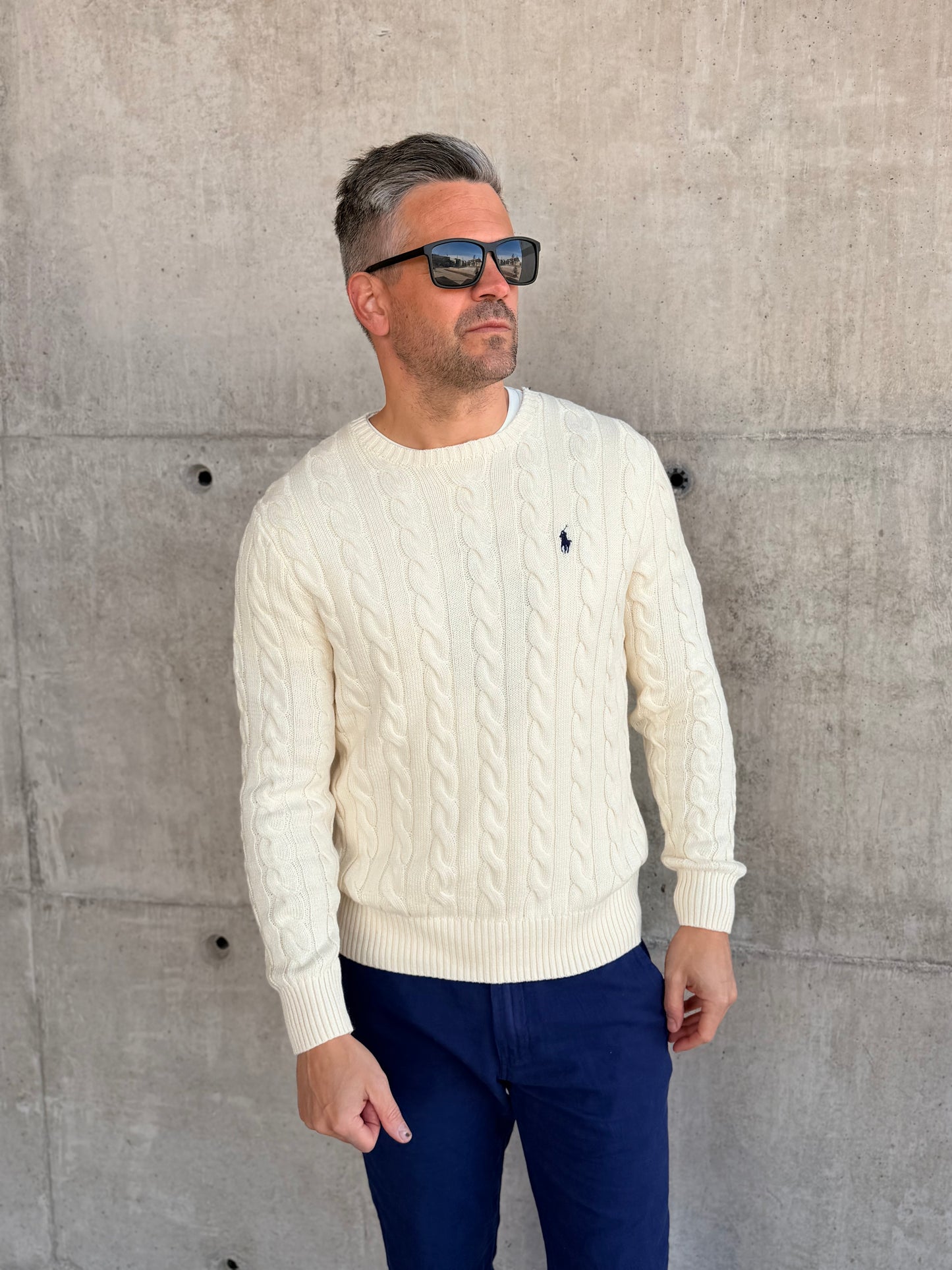 CABLE-KNIT COTTON JUMPER ANDOVER CREAM