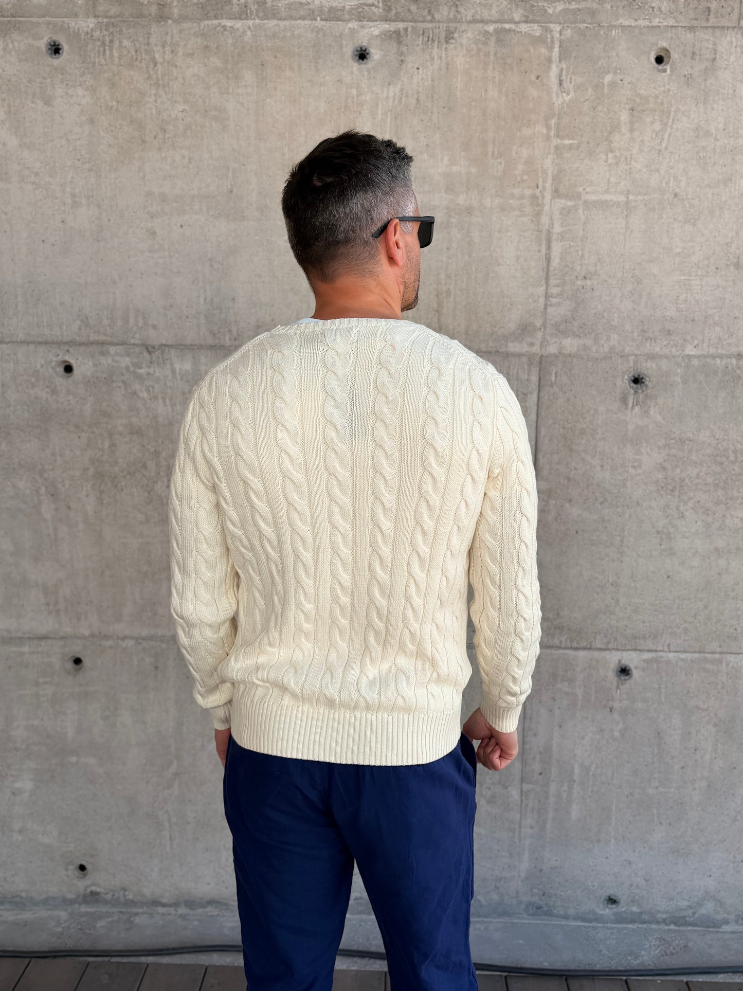 CABLE-KNIT COTTON JUMPER ANDOVER CREAM