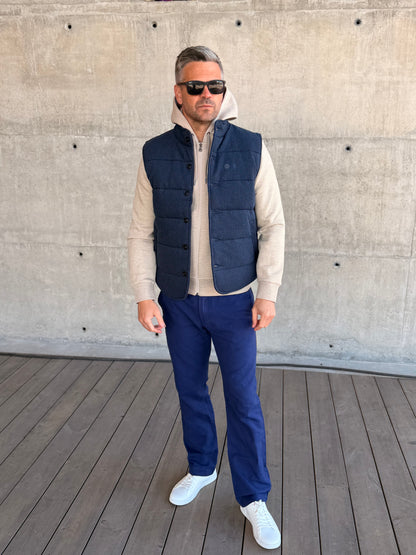 HOUNDSTOOTH-PRINT ESTATE-RIB VEST BLUE