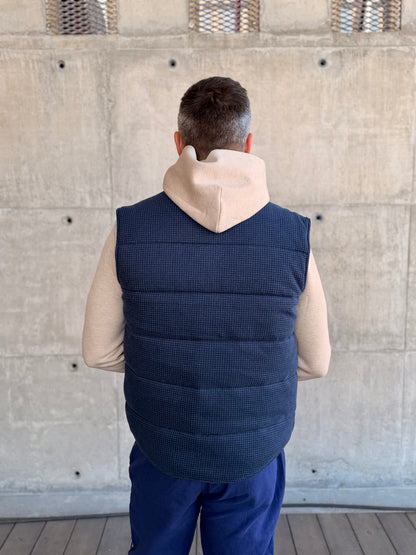 HOUNDSTOOTH-PRINT ESTATE-RIB VEST BLUE