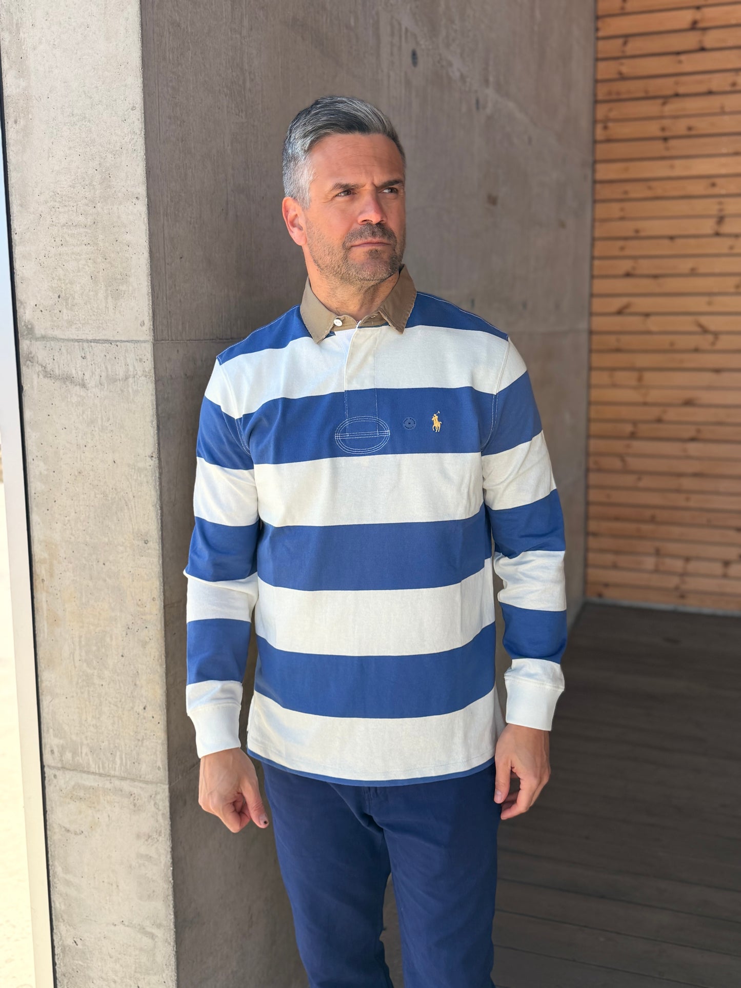 CLASSIC FIT KHAKI-COLLAR RUGBY SHIRT