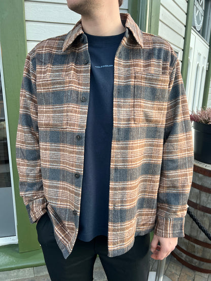 RELAXED FLANNEL OVERSHIRT BROWN MIX