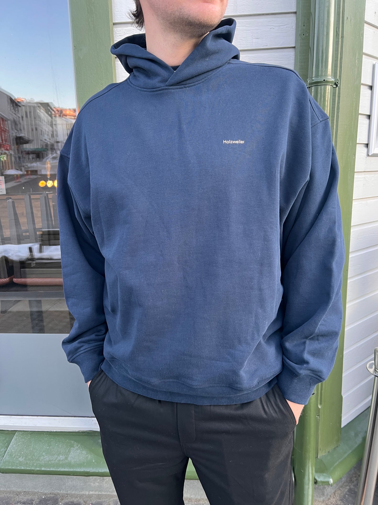 RELAXED LOGO HOODIE DARK BLUE
