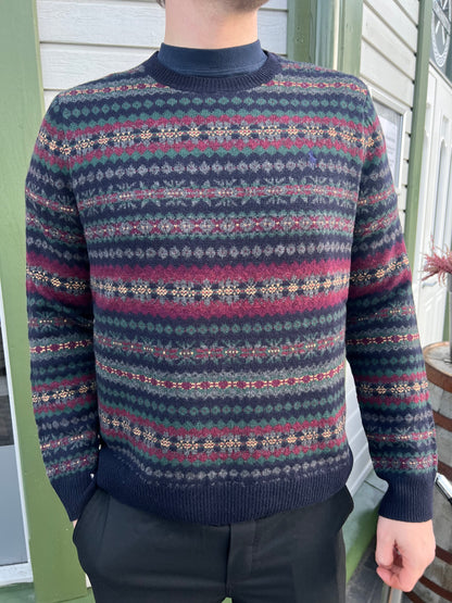 STRIPED PATERN WOOL PULLOVER