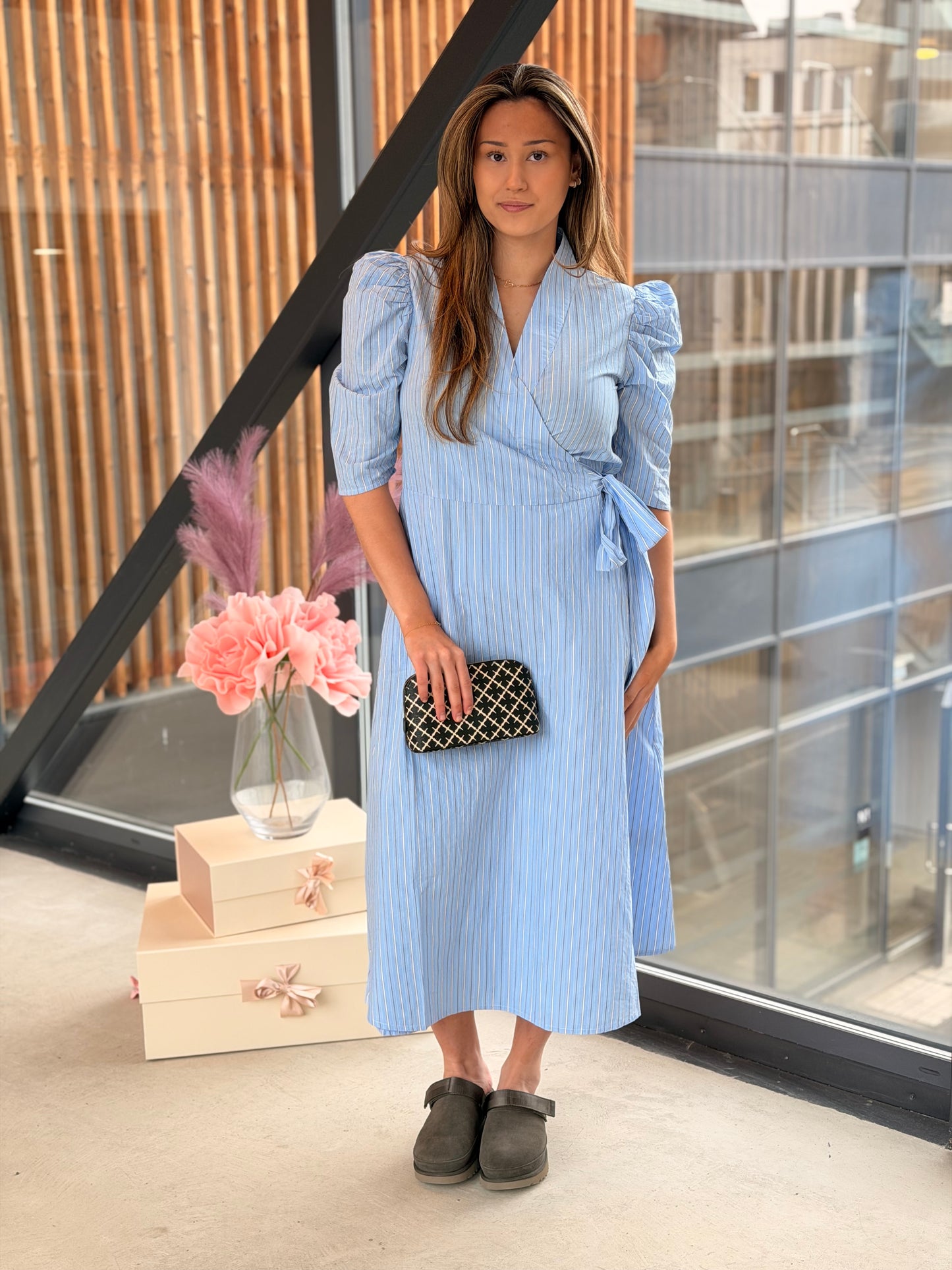 SCARLETT SHORT STRIPE DRESS BLUE