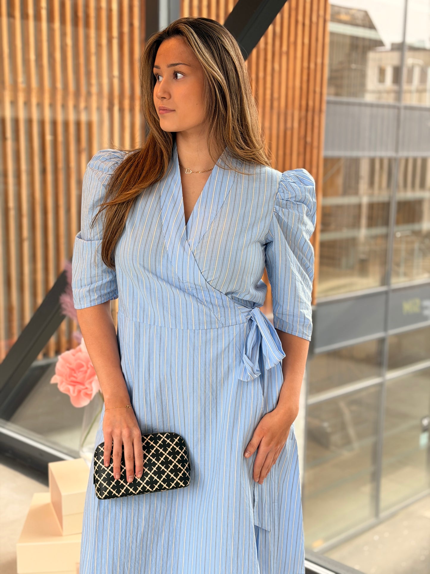 SCARLETT SHORT STRIPE DRESS BLUE
