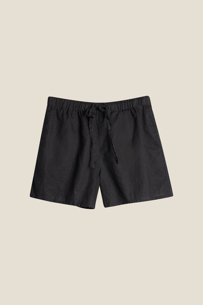 BOY FRIEND LINEN SHORTS BLACK