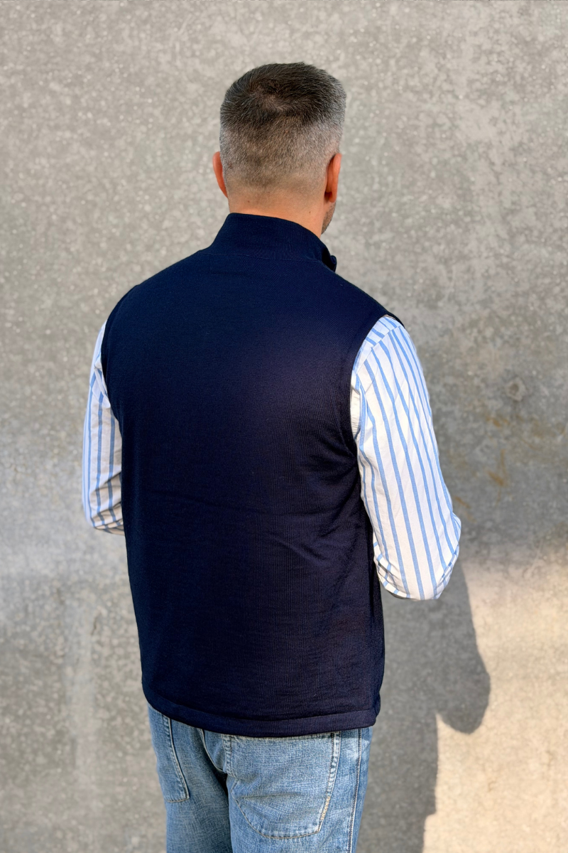 SWEATER FULL ZIP VEST NAVY