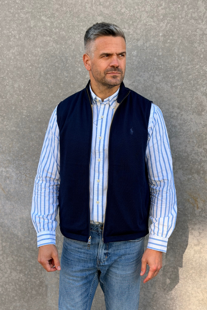 SWEATER FULL ZIP VEST NAVY
