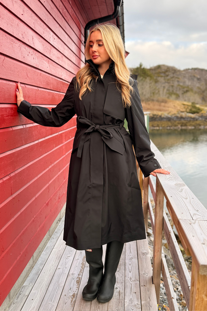 SUVA HARDSHELL TRENCH COAT BLACK