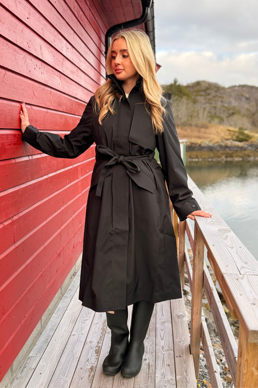 SUVA HARDSHELL TRENCH COAT BLACK