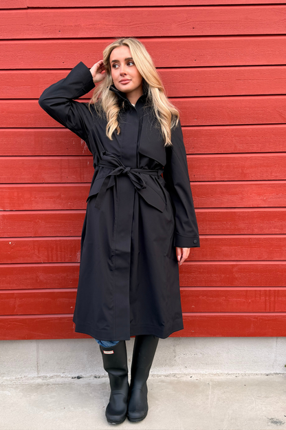 SUVA HARDSHELL TRENCH COAT BLACK