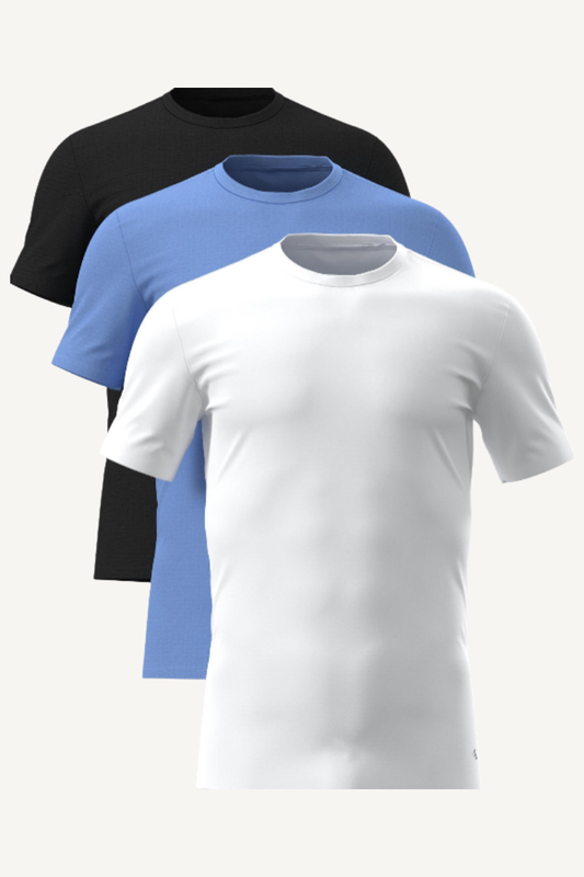 3 PACK SLIM T-SHIRTS BLACK/BLUE/WHITE