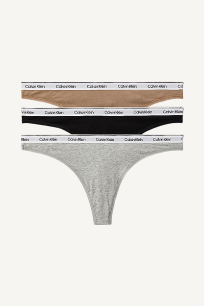 THONG 3-PACK BLACK / GREY / CAFE FUN