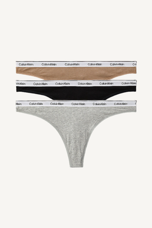 THONG 3-PACK BLACK / GREY / CAFE FUN