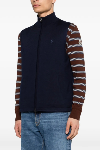 SWEATER FULL ZIP VEST NAVY
