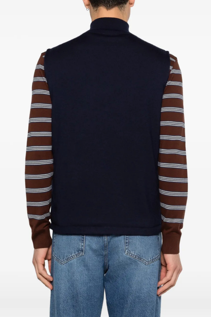 SWEATER FULL ZIP VEST NAVY