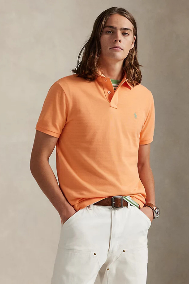 THE ICONIC MESH POLO SHIRT POMPANO ORANGE
