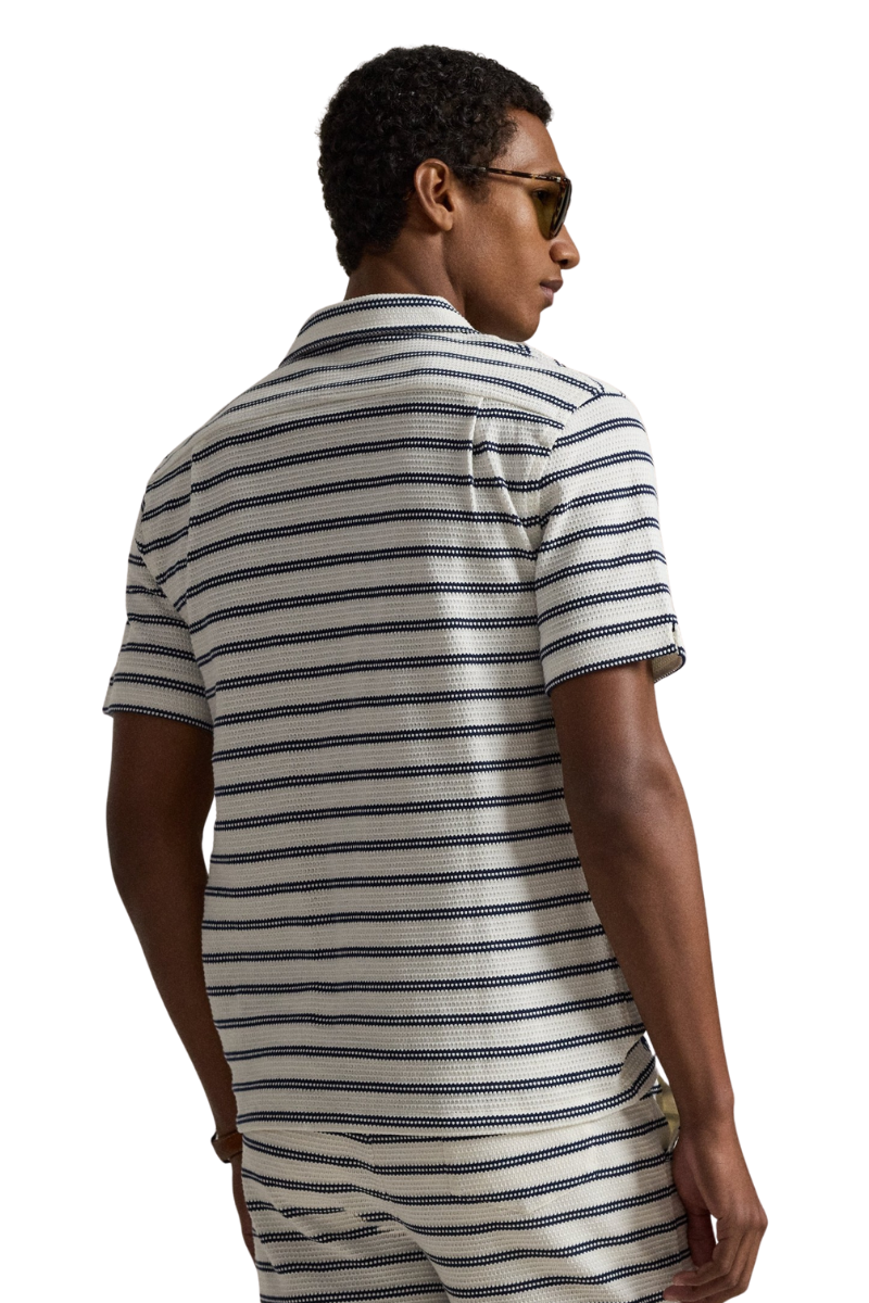KNIT SPORT SHIRT CREAM/NAVY
