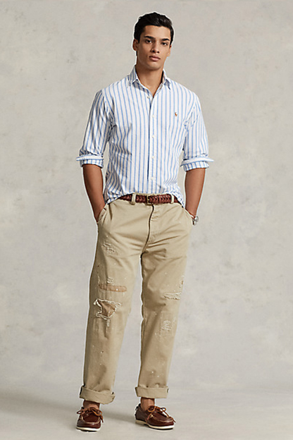 CUSTOM FIT STRIPED OXFORD SHIRT BLUE/WHITE