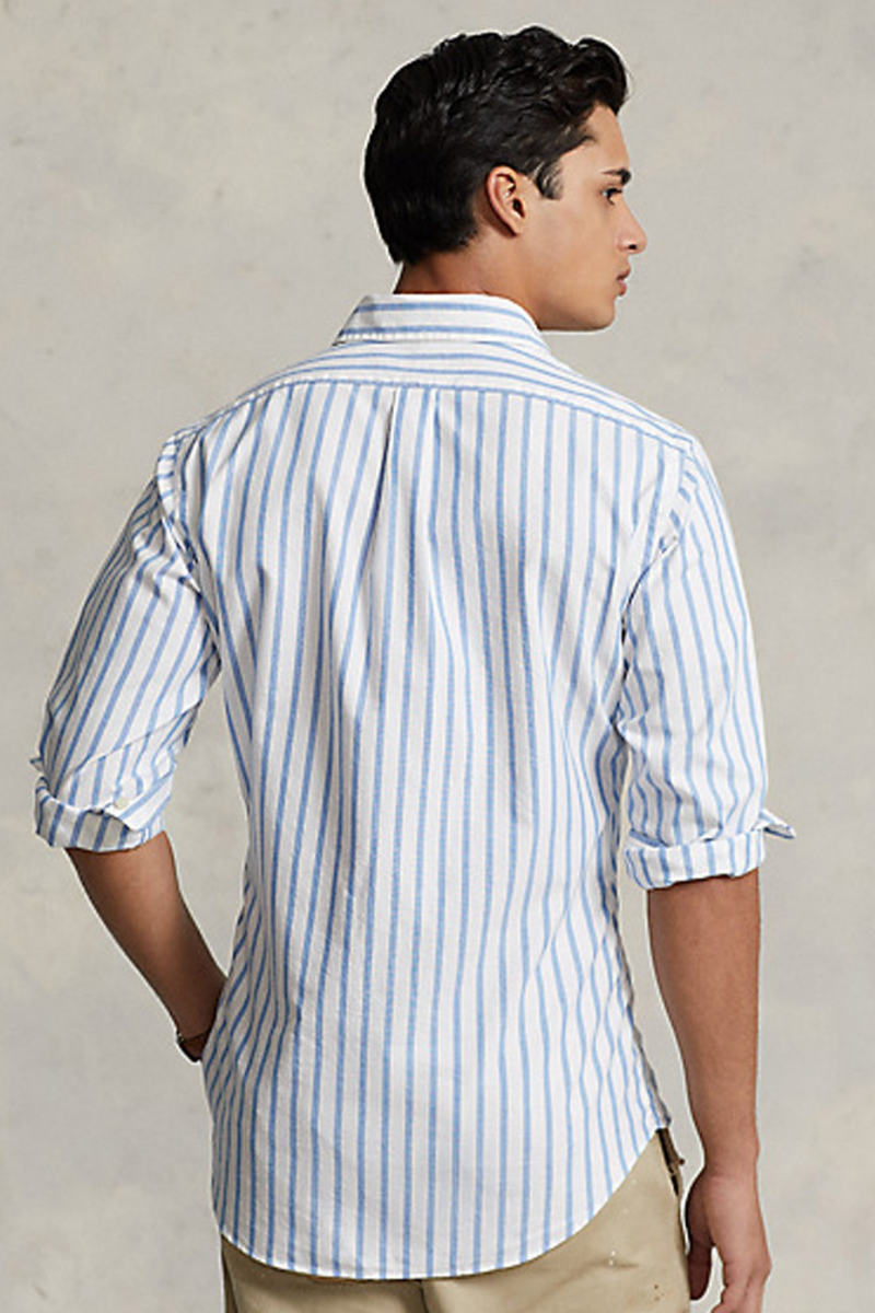 CUSTOM FIT STRIPED OXFORD SHIRT BLUE/WHITE