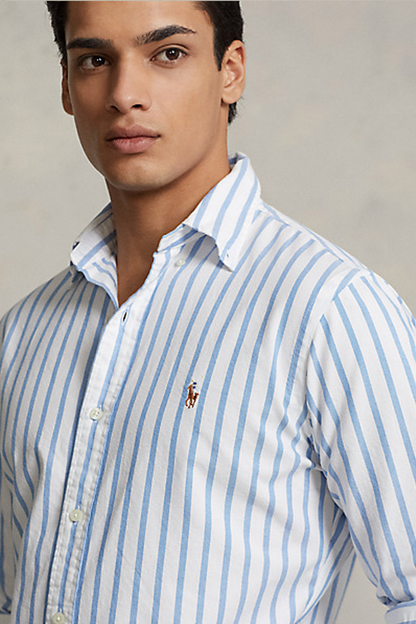 CUSTOM FIT STRIPED OXFORD SHIRT BLUE/WHITE