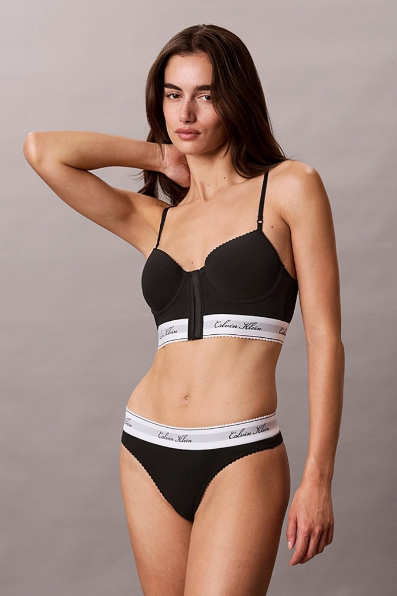 THONG ICON COTTON MODAL BLACK