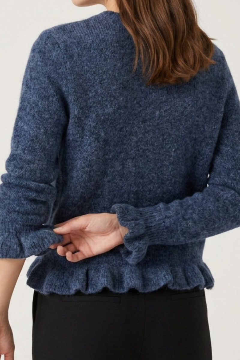 NEW FRILL CARDIGAN JEANS BLUE