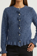 NEW FRILL CARDIGAN JEANS BLUE