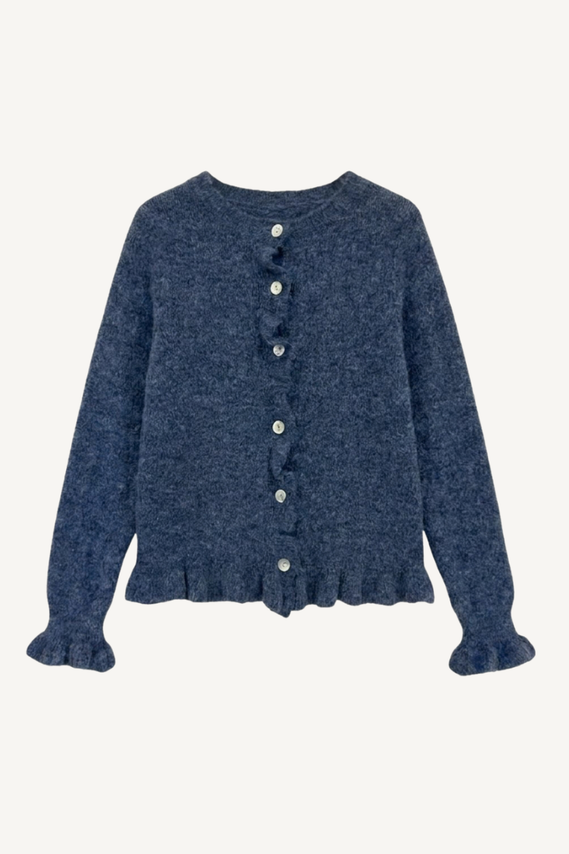 NEW FRILL CARDIGAN JEANS BLUE