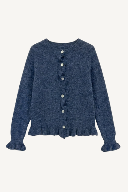 NEW FRILL CARDIGAN JEANS BLUE